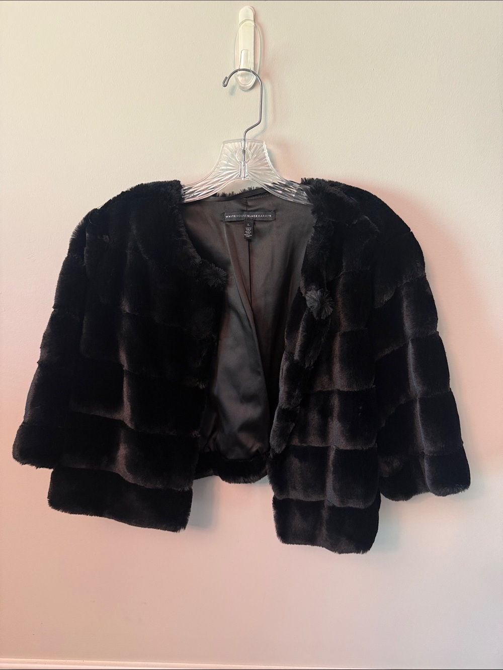William Rast Black Faux Fur Cropped Jacket